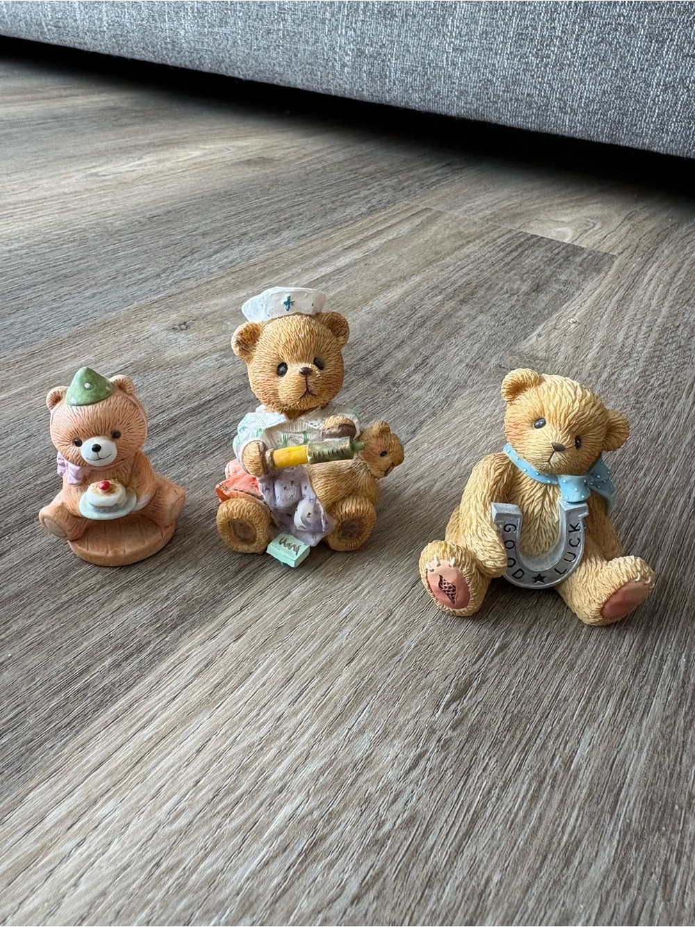 3 porcelain Teddy bear figurines